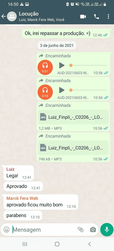 Depoimento WhatsApp