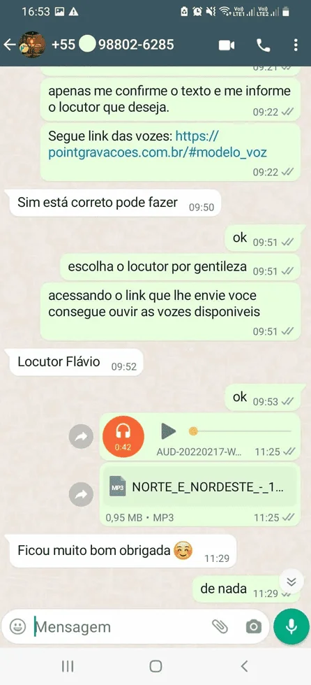Depoimento WhatsApp